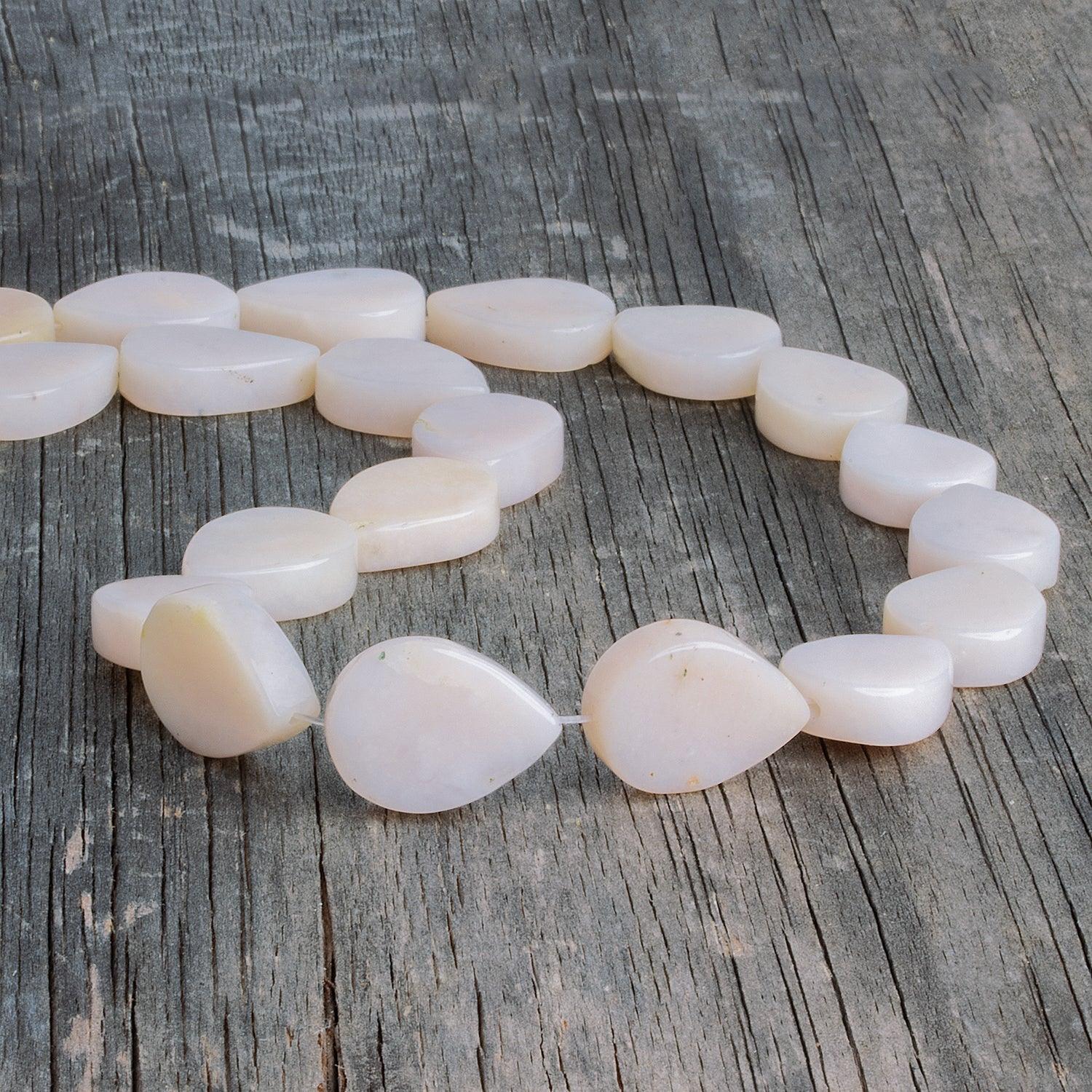 Pink Peruvian Opal Straight Drilled Plain Pear Beads, 20x15x6mm average, 21 pcs - The Bead Traders