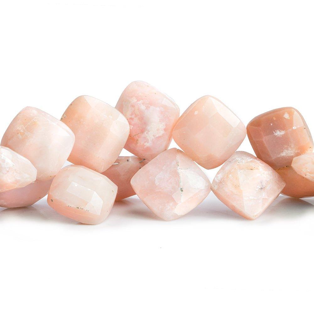 Pink Peruvian Opal Top Drilled Faceted Pillow Beads 8 inch 35 pieces - The Bead Traders