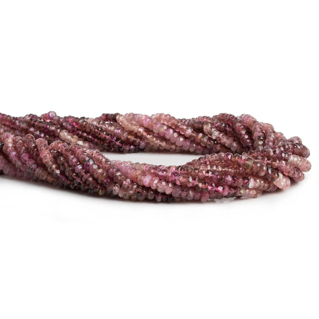 Pink Shaded Tourmaline Faceted Rondelles 14 inch 170 beads - The Bead Traders