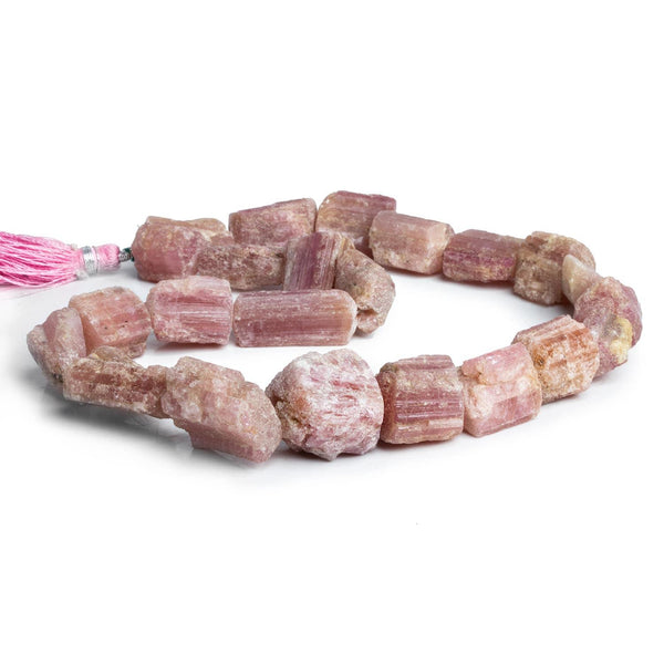 Pink Tourmaline Natural Crystals 15 inch 21 beads