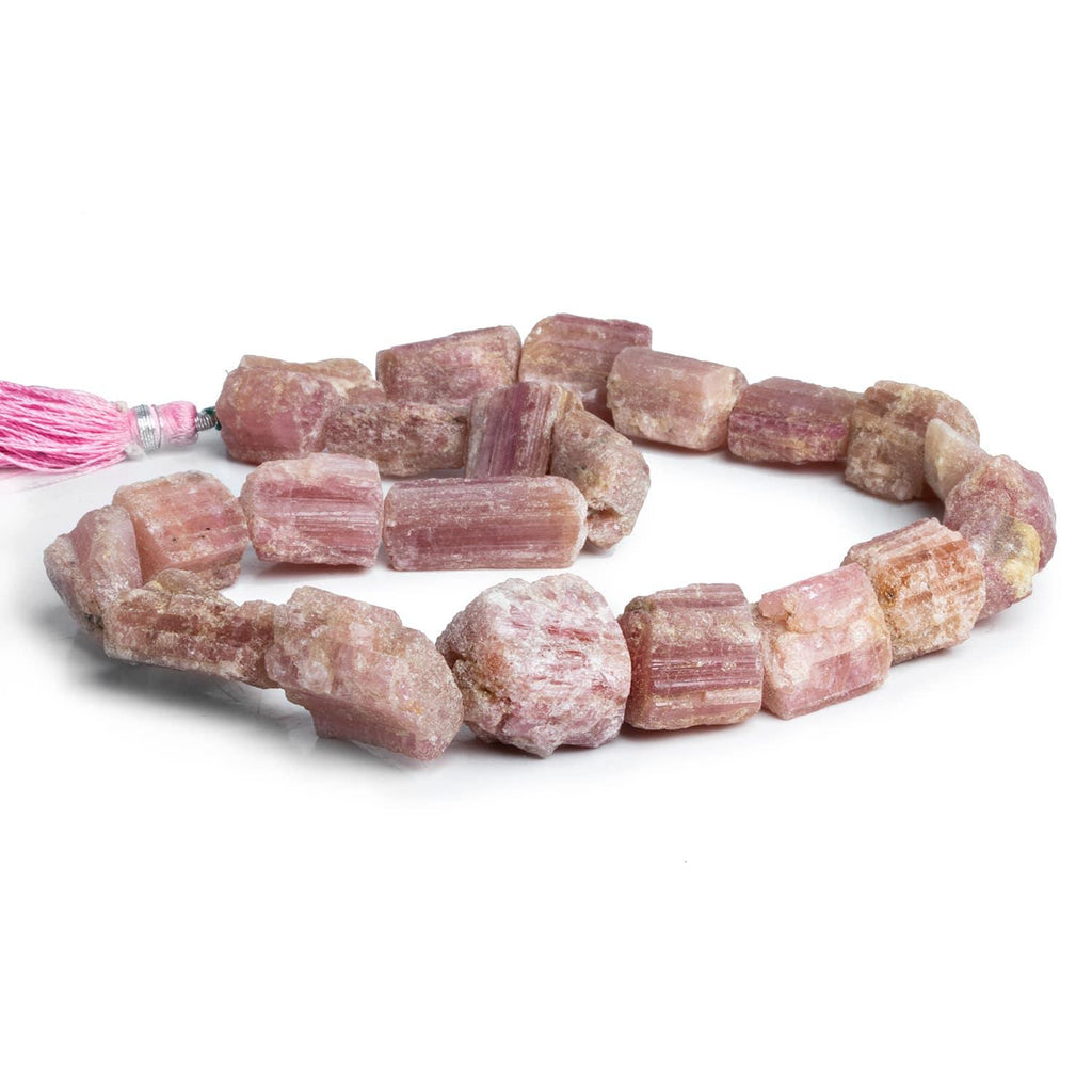 Pink Tourmaline Natural Crystals 15 inch 21 beads - The Bead Traders