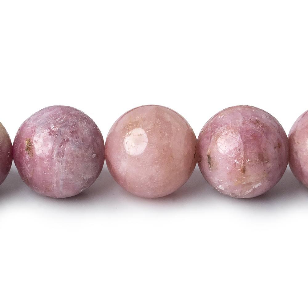 Pink Tourmaline plain round beads 18 inch 37 pieces - The Bead Traders