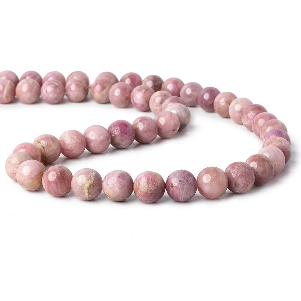 Pink Tourmaline plain round beads 18 inch 37 pieces - The Bead Traders