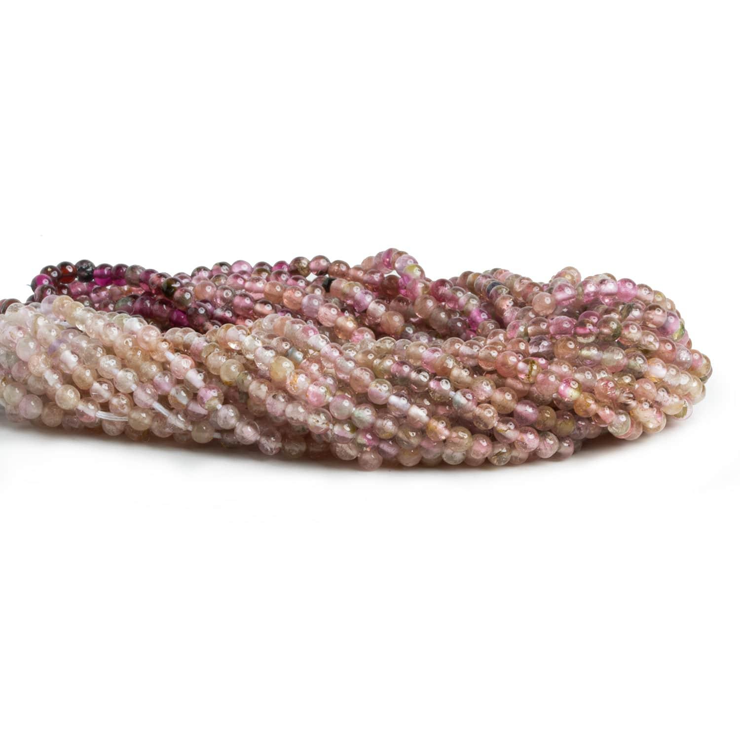 Pink Tourmaline Plain Rounds 14 inch 150 beads - The Bead Traders