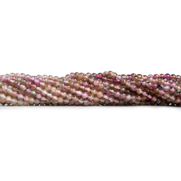 2.5mm Pink Tourmaline Plain Rounds 14 inch 150 beads
