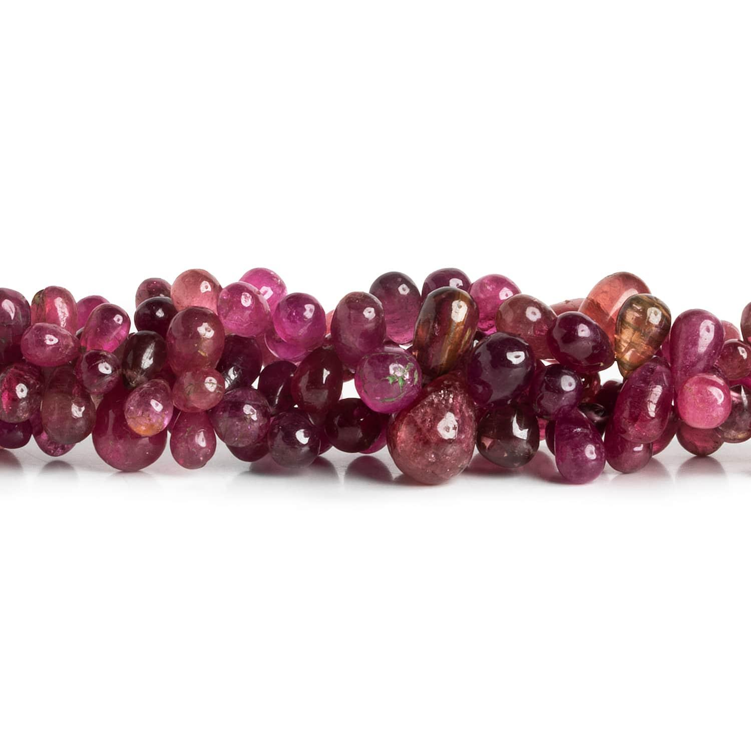 Pink Tourmaline Plain Teardrops 8 inch 80 beads - The Bead Traders