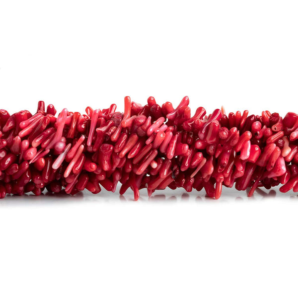 Pinkish Red Bamboo Coral Chips 15 inch 140 beads