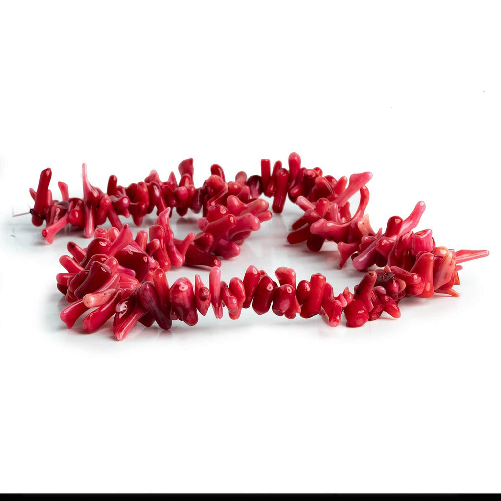 Pinkish Red Bamboo Coral Chips 15 inch 140 beads - The Bead Traders