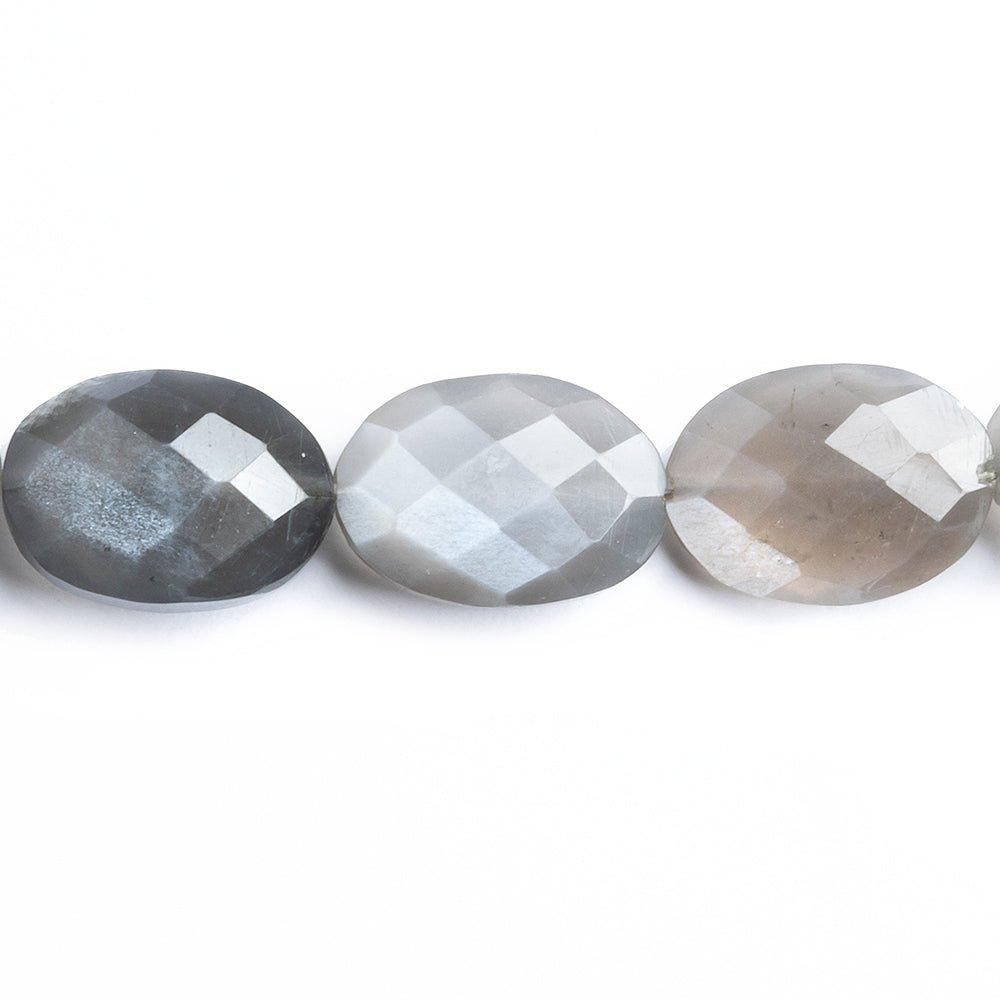 Platinum Gray Moonstone Faceted Oval Beads 8 inch 13 pieces - The Bead Traders