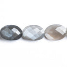 Platinum Gray Moonstone Faceted Oval Beads 8 inch 13 pieces - The Bead Traders