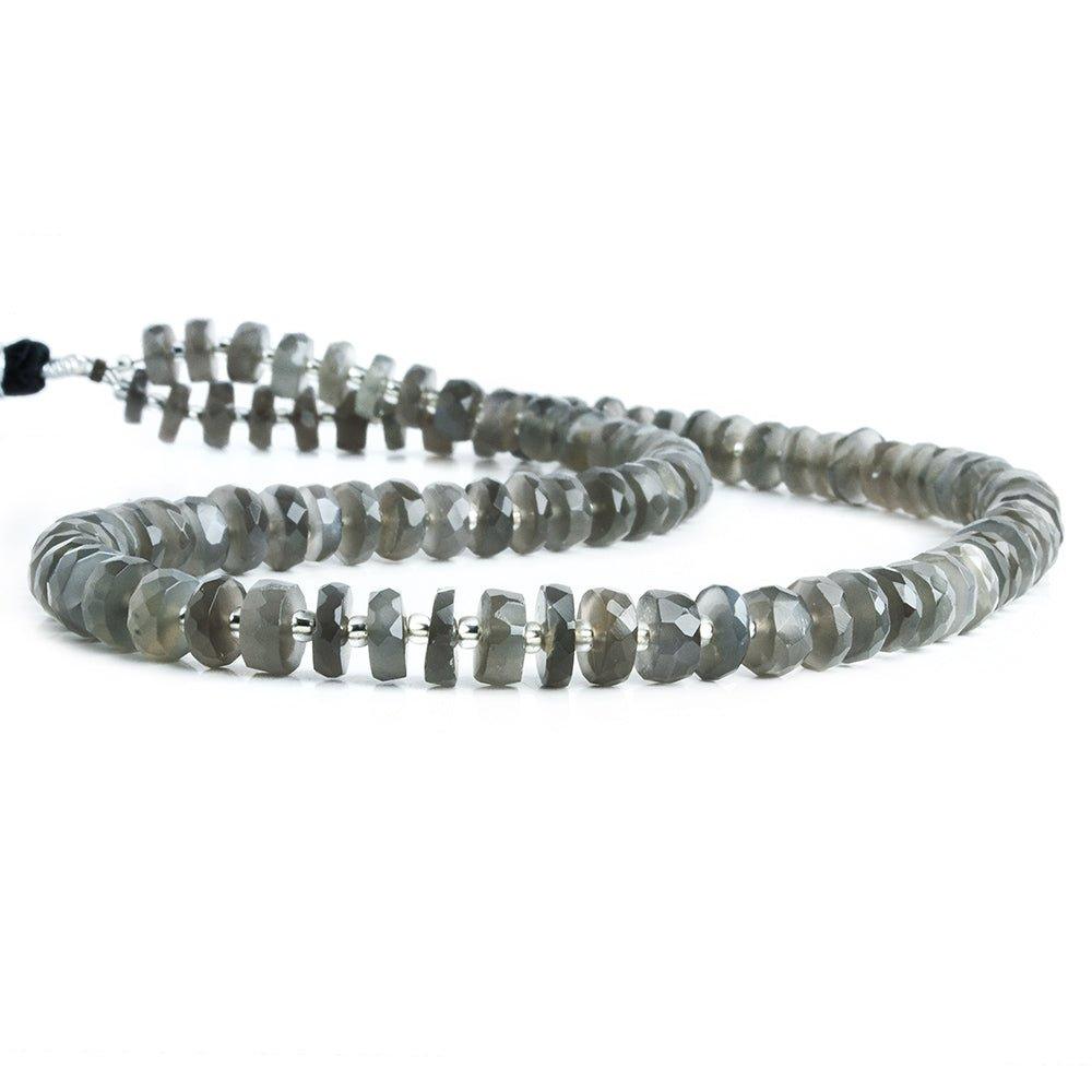 Platinum Gray Moonstone Faceted Rondelle Beads 16 inch 90 pieces - The Bead Traders