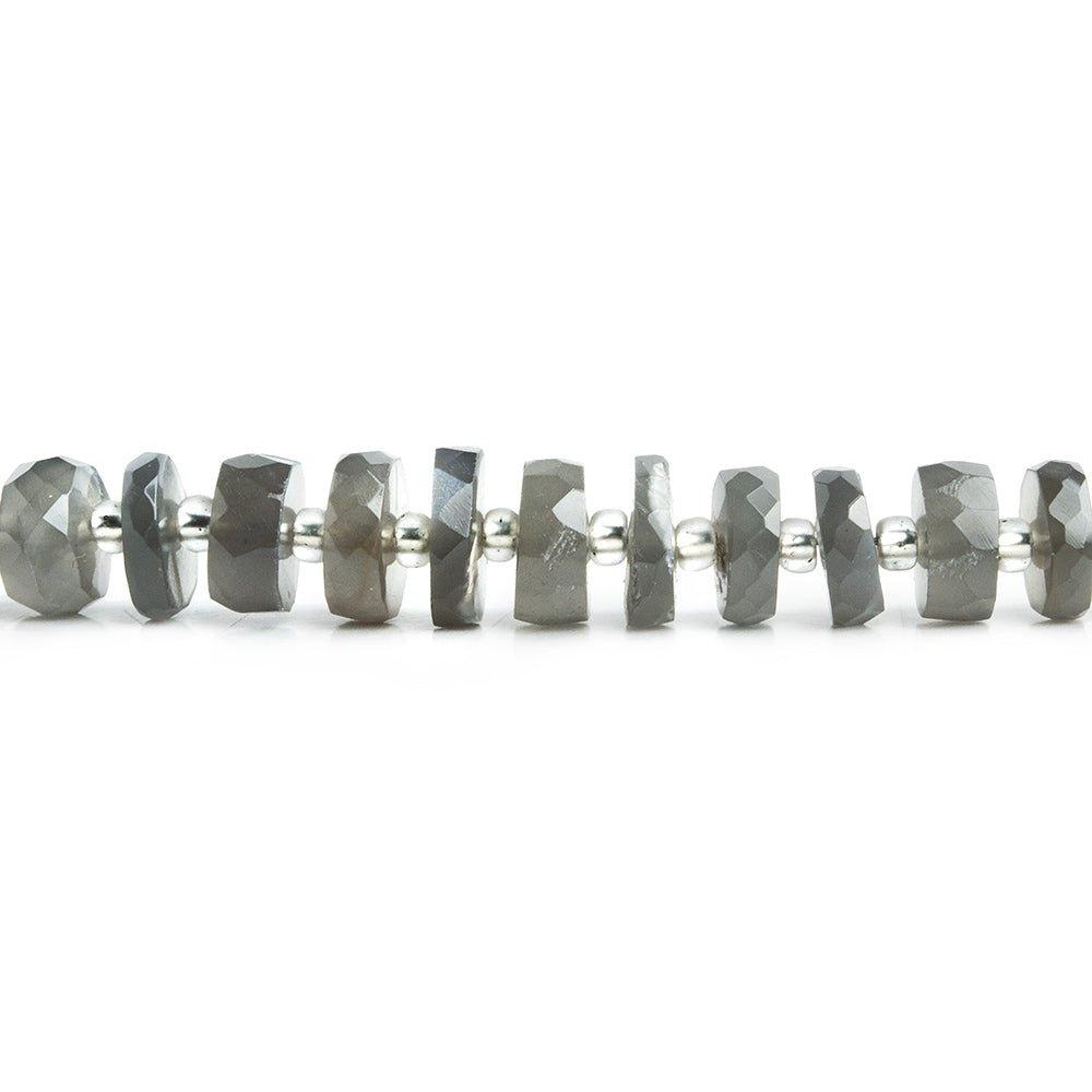 Platinum Gray Moonstone Faceted Rondelle Beads 16 inch 90 pieces - The Bead Traders