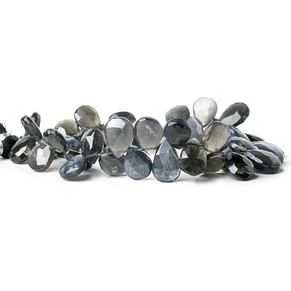 Platinum Grey Moonstone faceted pears 8 inch 44 beads 11x9-13x9mm - The Bead Traders
