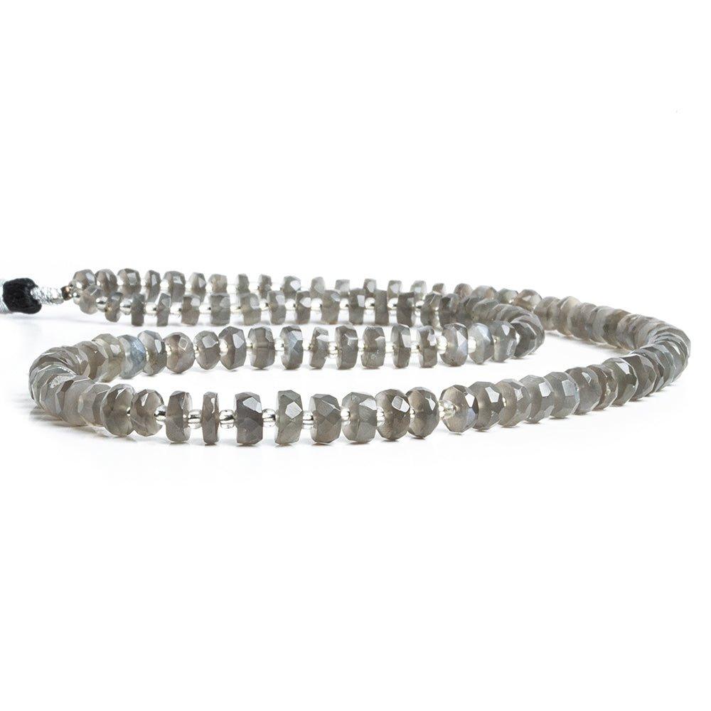Platinum Grey Moonstone Faceted Rondelle Beads 16 inch 100 pieces - The Bead Traders