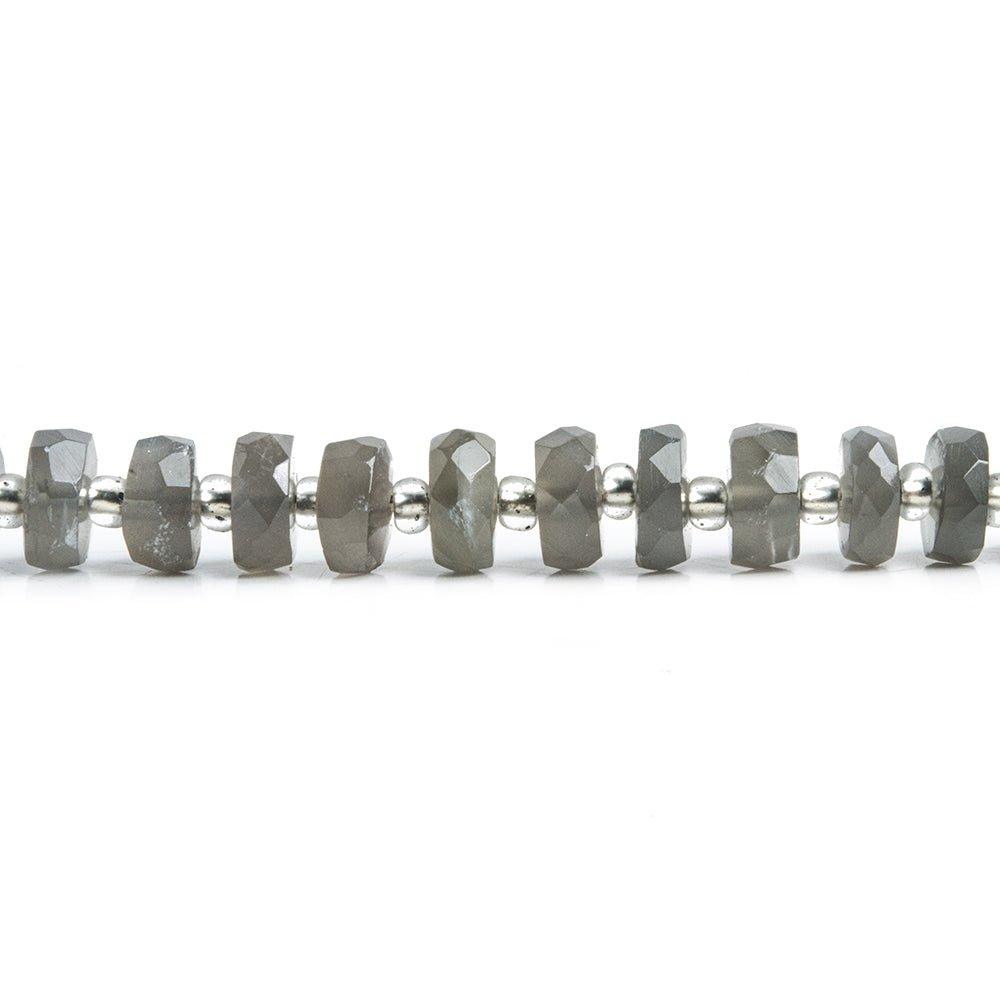 Platinum Grey Moonstone Faceted Rondelle Beads 16 inch 100 pieces - The Bead Traders