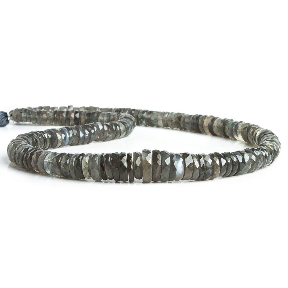 Platinum Grey Moonstone Faceted Rondelle Beads 16 inch 160 pieces - The Bead Traders