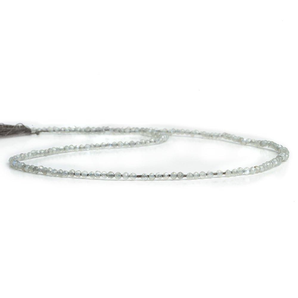 Platinum Grey Moonstone Faceted Round Beads 12 inch 190 pieces - The Bead Traders