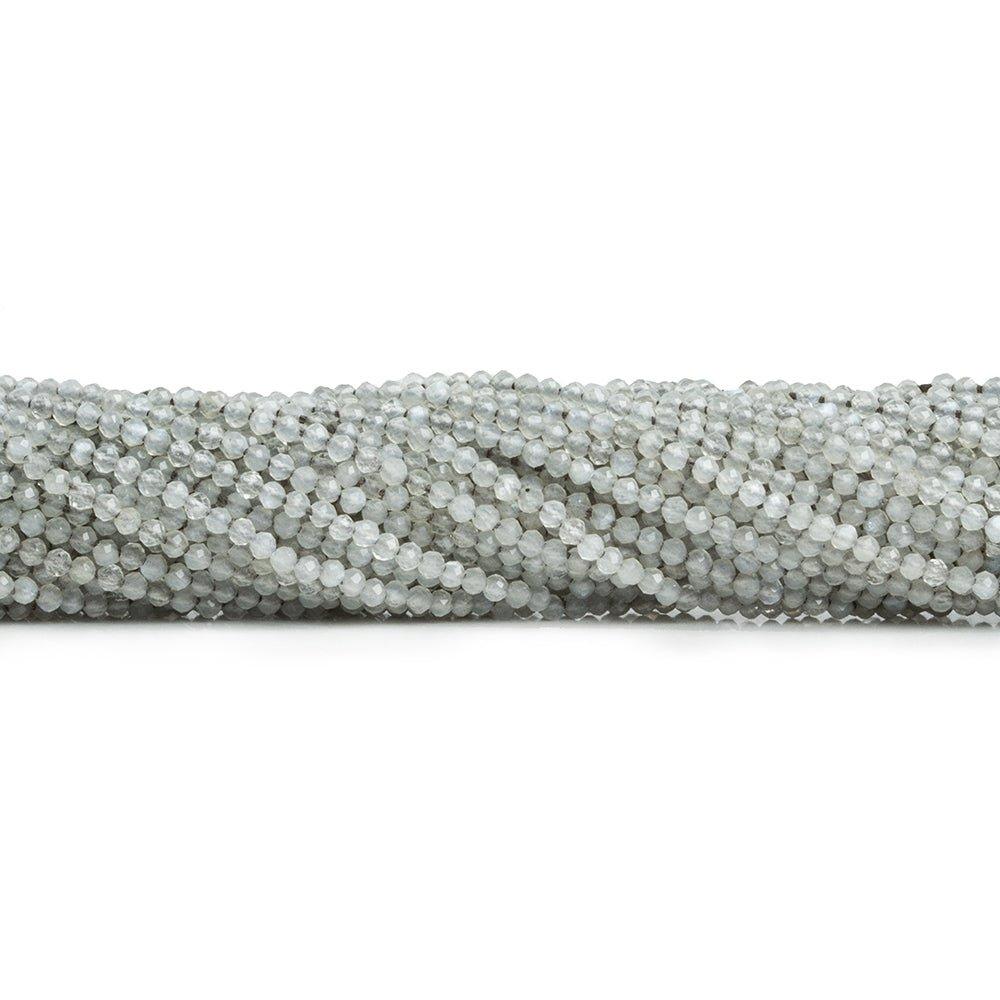Platinum Grey Moonstone Faceted Round Beads 12 inch 190 pieces - The Bead Traders