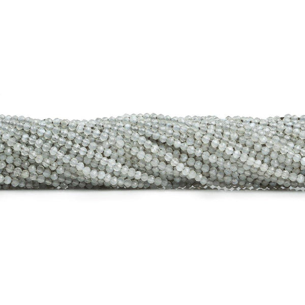 Platinum Grey Moonstone Micro Faceted Round Beads 12 inch 190 pieces