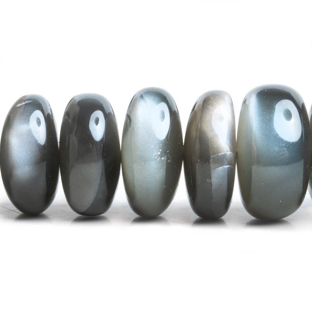 Platinum Grey Moonstone Plain Rondelle Beads 14 inch 54 pieces - The Bead Traders