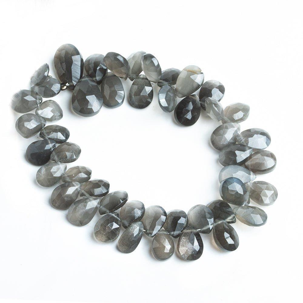 Platinum Moonstone Faceted Pear Beads 7 inch 45 pieces - The Bead Traders
