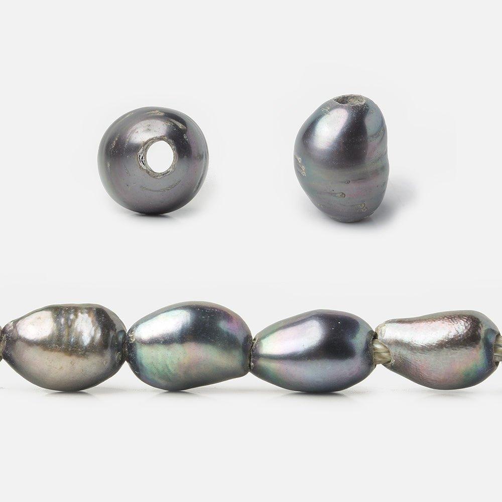 Platinum Straight Drilled Large Hole Baroque Freshwater Pearls 15 inch - The Bead Traders