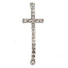 Platinum-tone Cross Rhinestone East-West Connector Finding, 43x14mm, 2 piece - The Bead Traders
