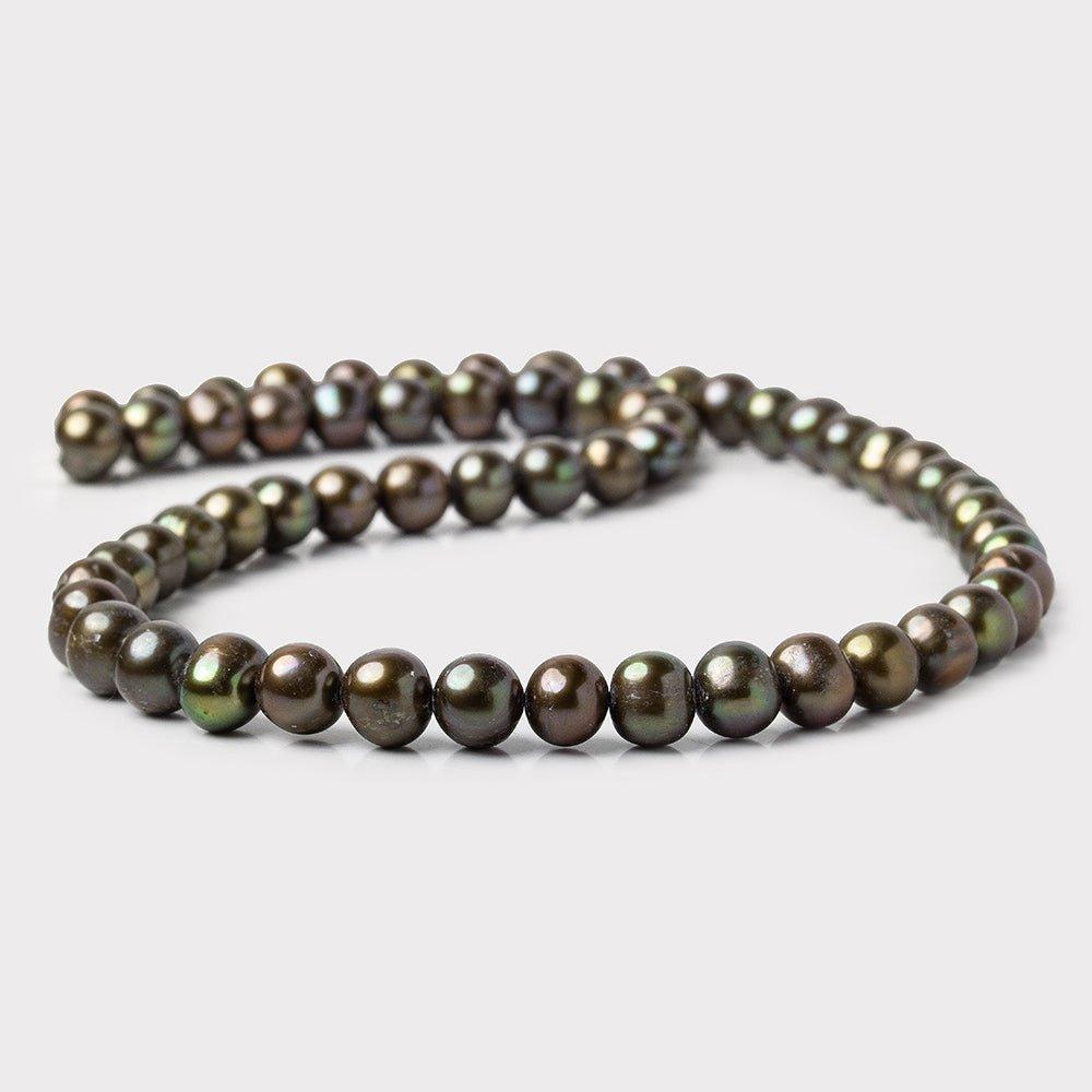 Plum & Green Side Drilled Baroque Freshwater Pearl 15.5" length, 7x6-8x7mm, 60 pcs - The Bead Traders