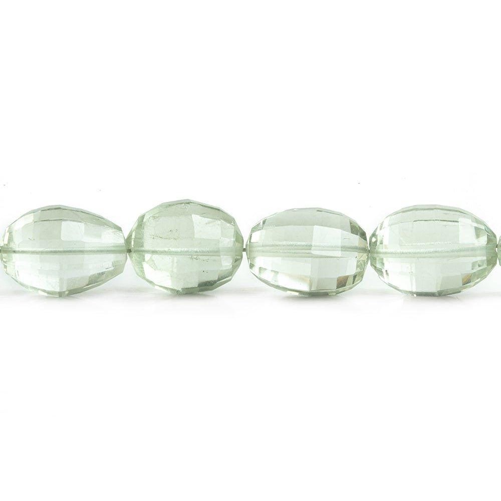 Prasiolite Checkerboard Faceted Oval Beads 9 inch 20 pieces - The Bead Traders