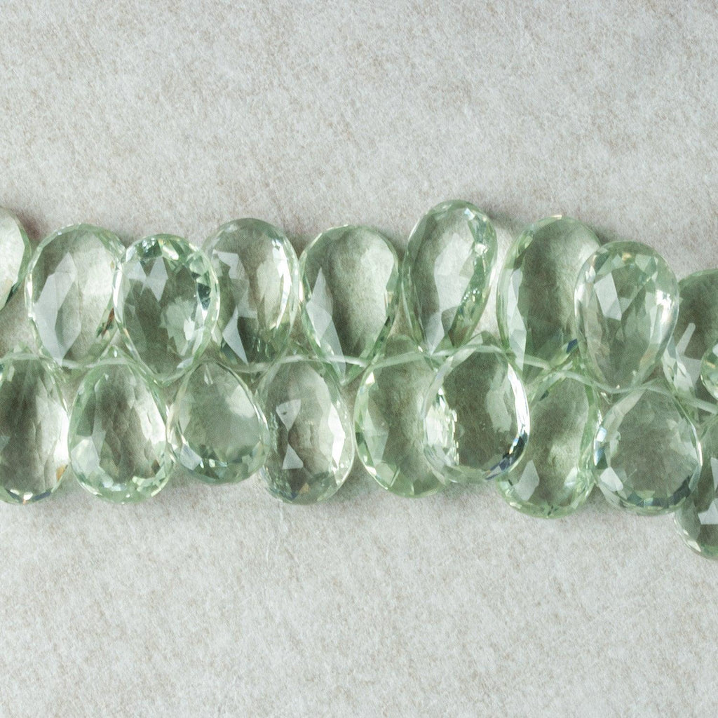 Prasiolite Faceted Pears 8 inch 45 beads - The Bead Traders