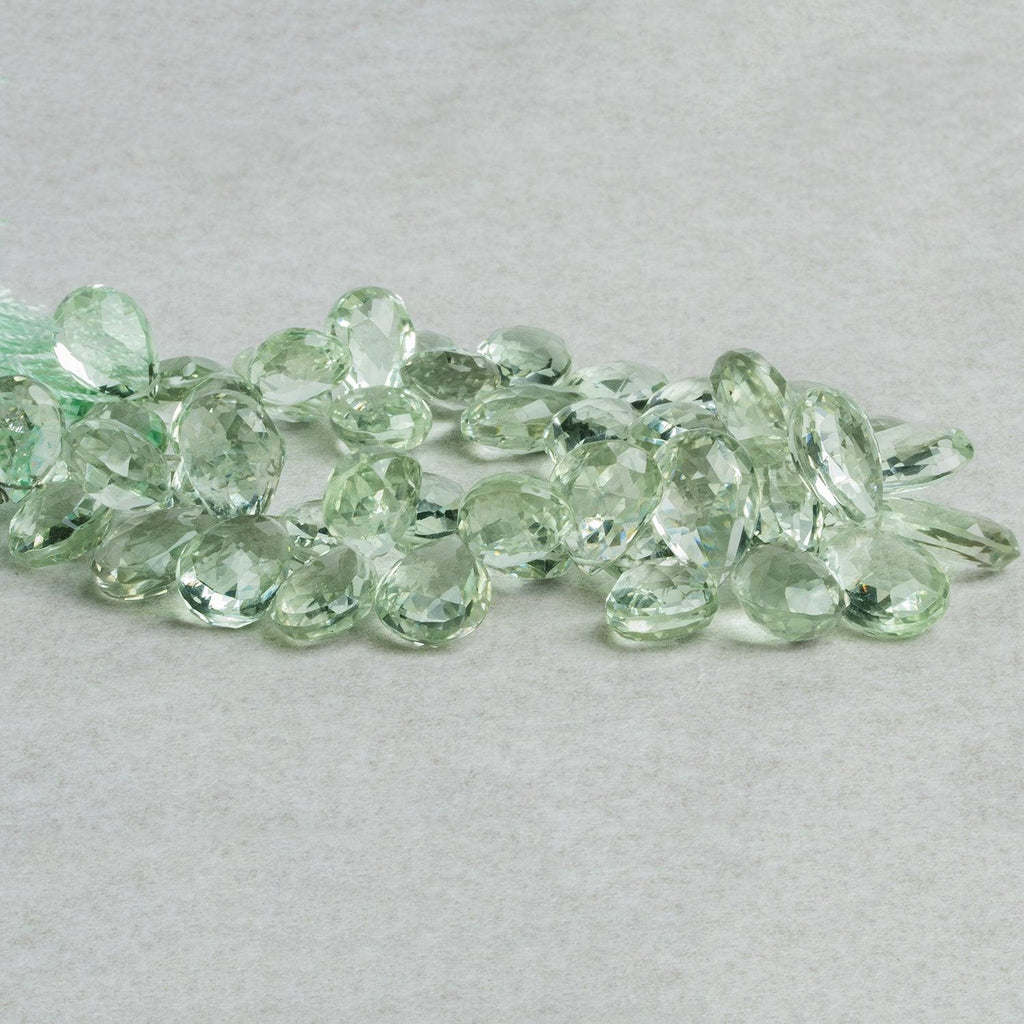 Prasiolite Faceted Pears 8 inch 45 beads - The Bead Traders
