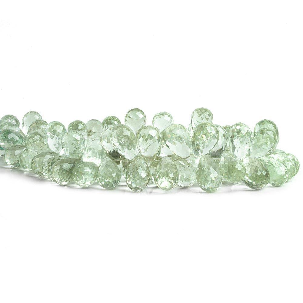 Prasiolite Faceted Teardrop Beads 10 inch 75 pieces - The Bead Traders