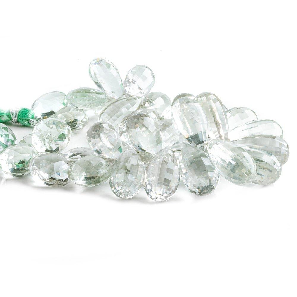 Prasiolite Faceted Teardrop & Heart Beads 6.5 inch 37 pieces - The Bead Traders