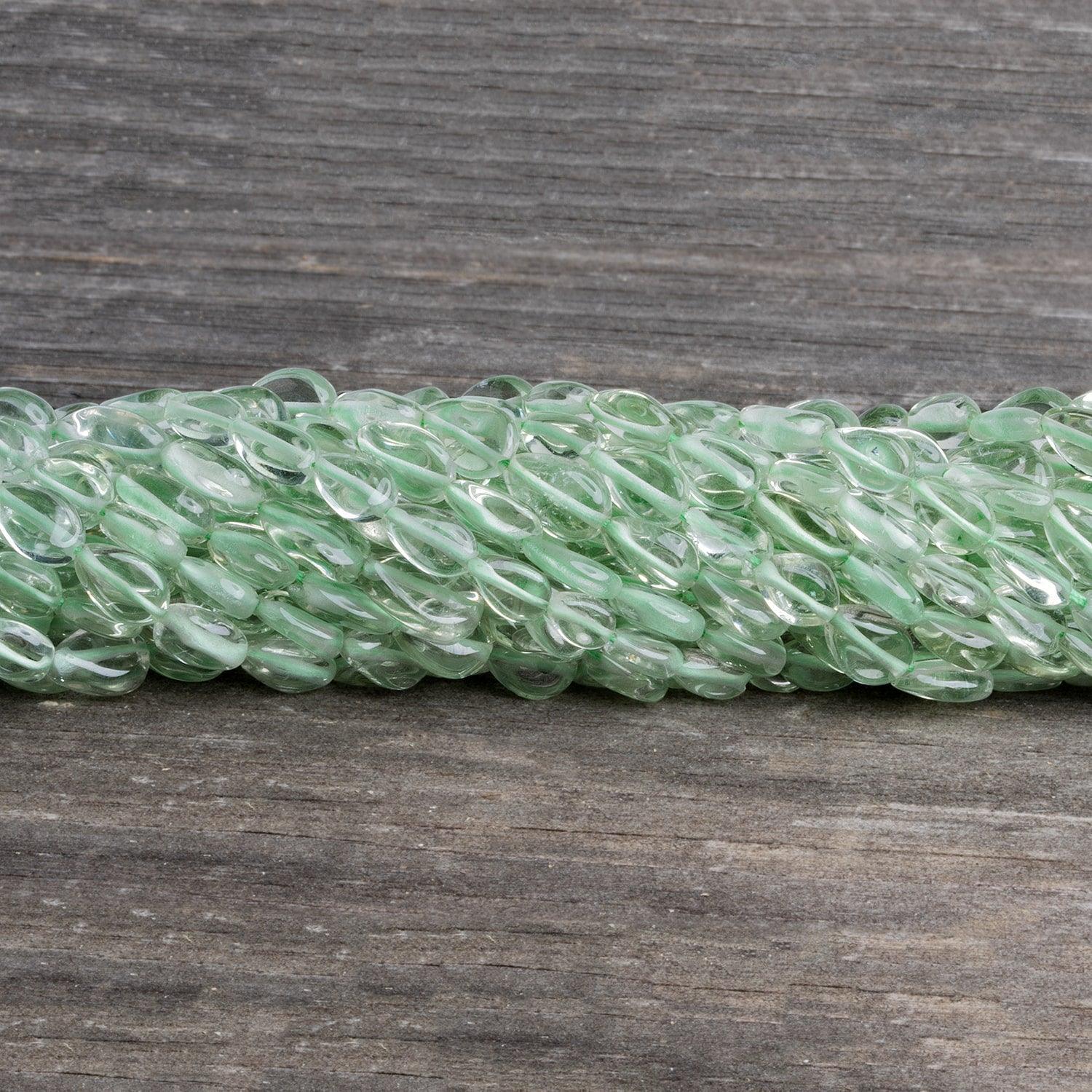 Prasiolite Plain Pears 13 inch 35 beads - The Bead Traders