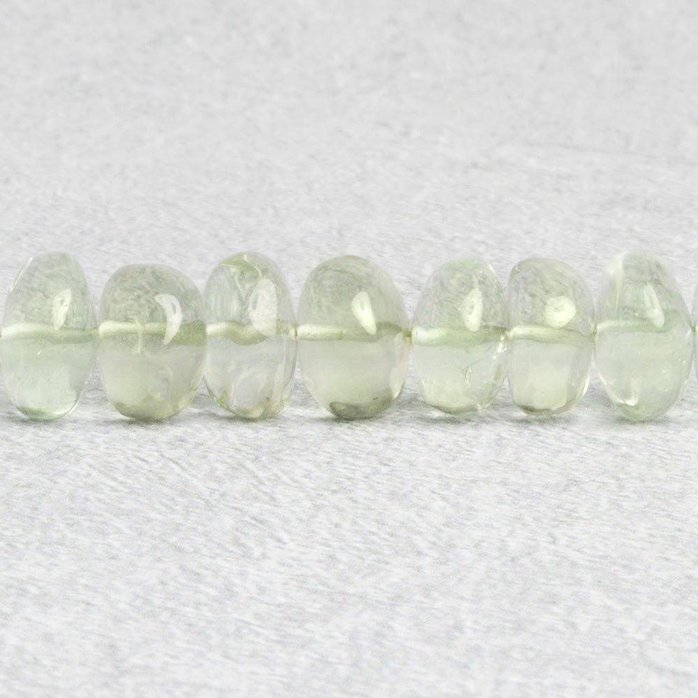 Prasiolite Plain Rondelle Beads 8 inch 38 pieces - The Bead Traders