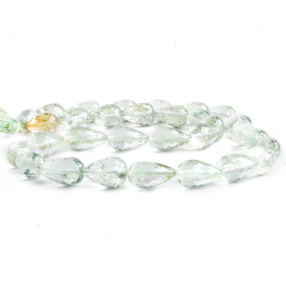 Prasiolite Straight Drilled Faceted Teardrop Beads 17 inch 31 pieces - The Bead Traders