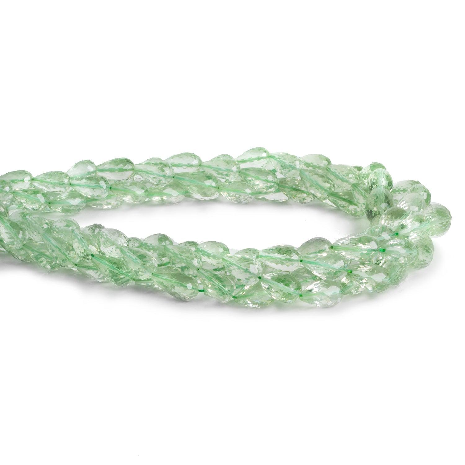 Prasiolite Straight Drilled Teardrops 17 inch 40 beads - The Bead Traders