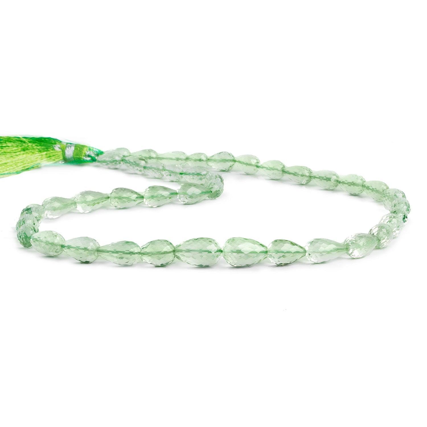 Prasiolite Straight Drilled Teardrops 17 inch 40 beads - The Bead Traders
