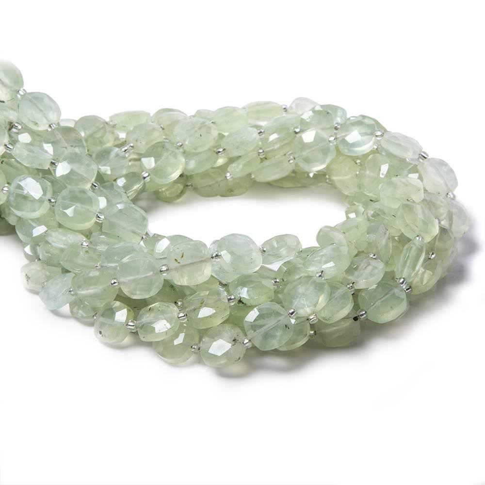 Prehnite faceted pillow beads 13.5 inch 32 pieces 8x8-9x9mm - The Bead Traders