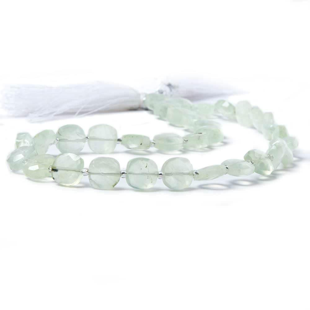 Prehnite faceted pillow beads 13.5 inch 32 pieces 8x8-9x9mm - The Bead Traders