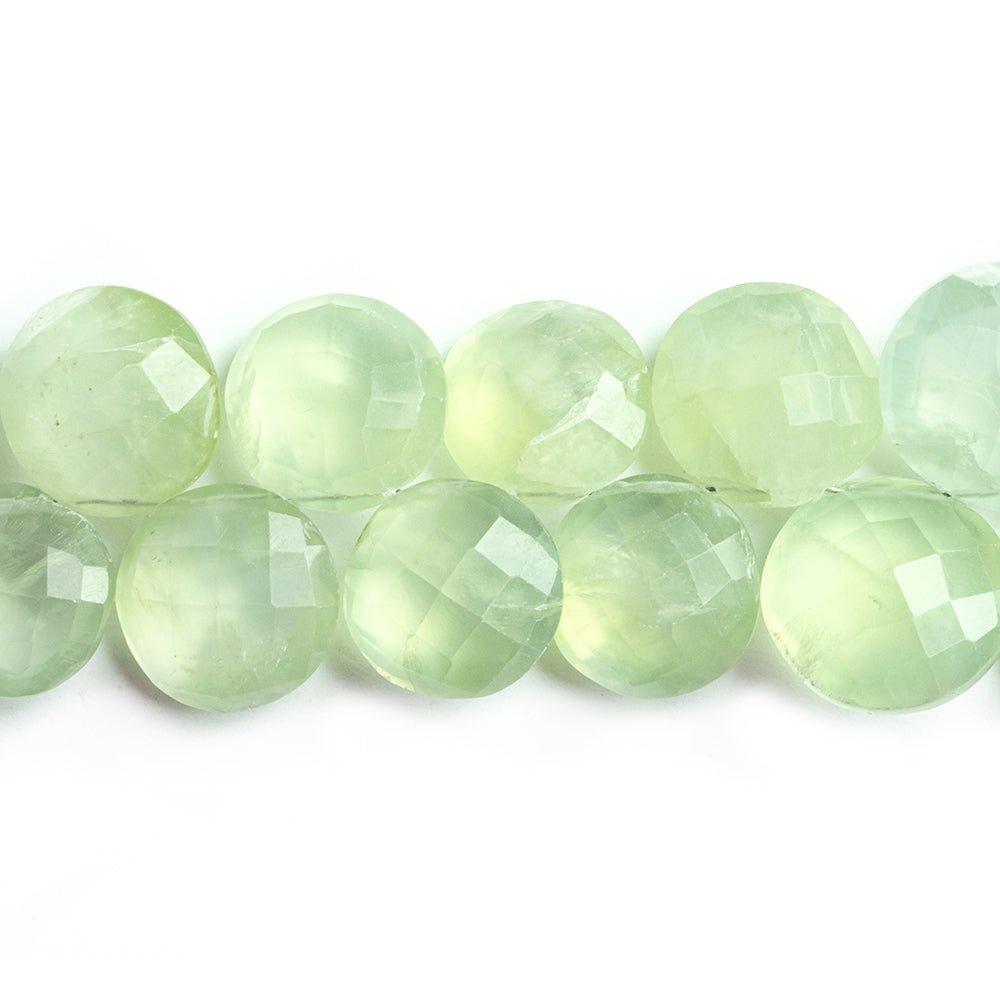 Prehnite Top Drilled Faceted Coin Beads 8 inch 27 pieces - The Bead Traders