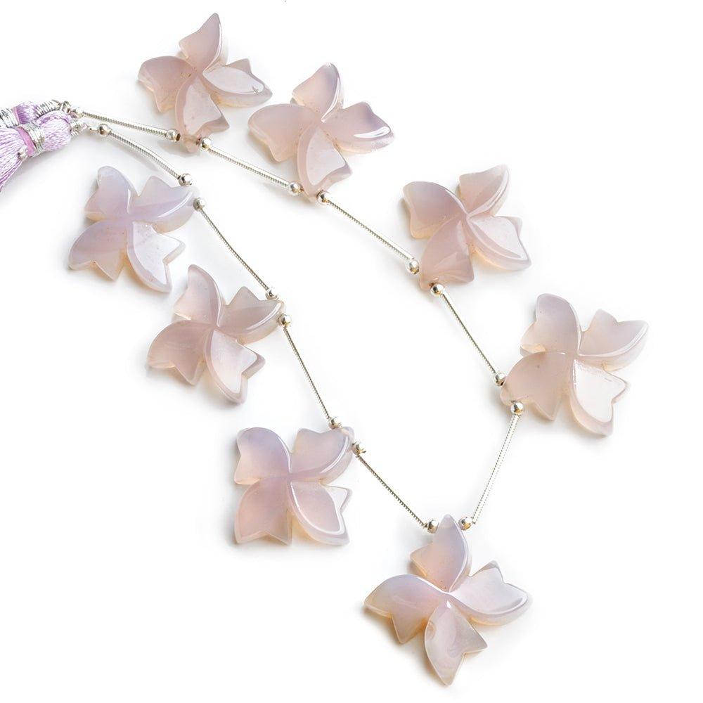 Purple Chalcedony Carved Flower Beads 7.5 inch 9 pieces - The Bead Traders