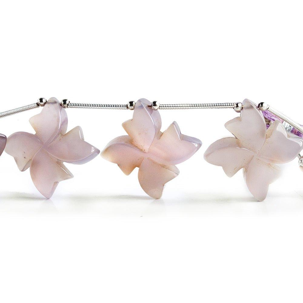 Purple Chalcedony Carved Flower Beads 7.5 inch 9 pieces - The Bead Traders