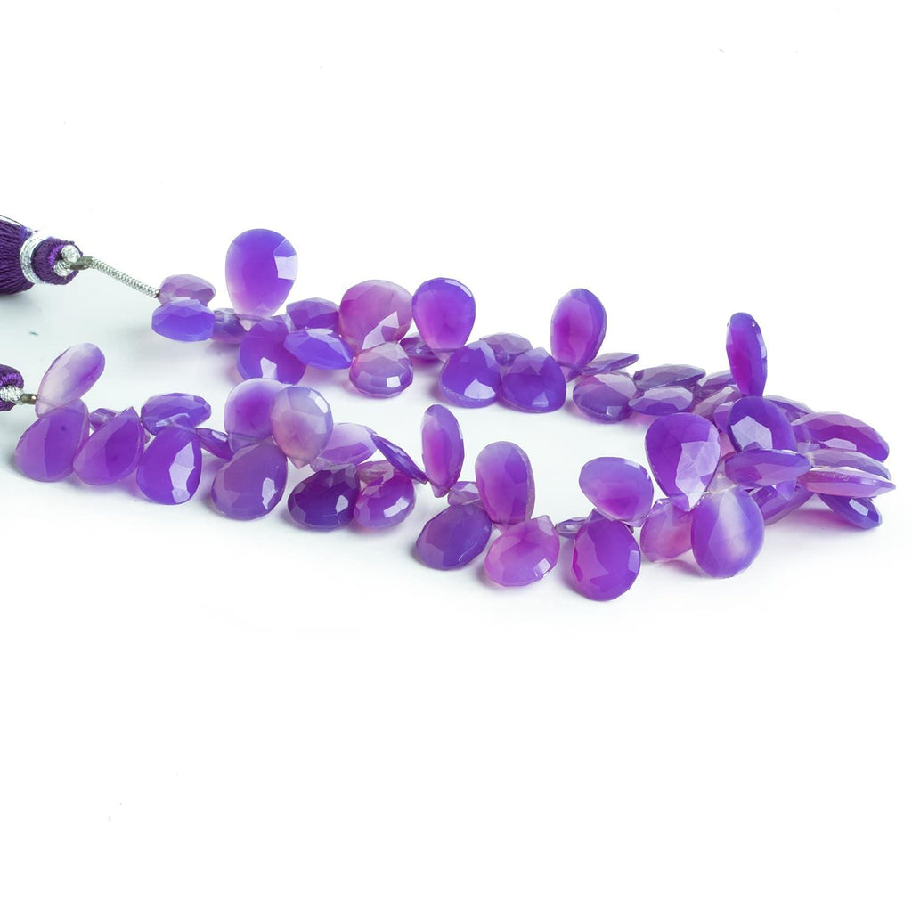 Purple Chalcedony Faceted Pears 8 inch 51 beads - The Bead Traders
