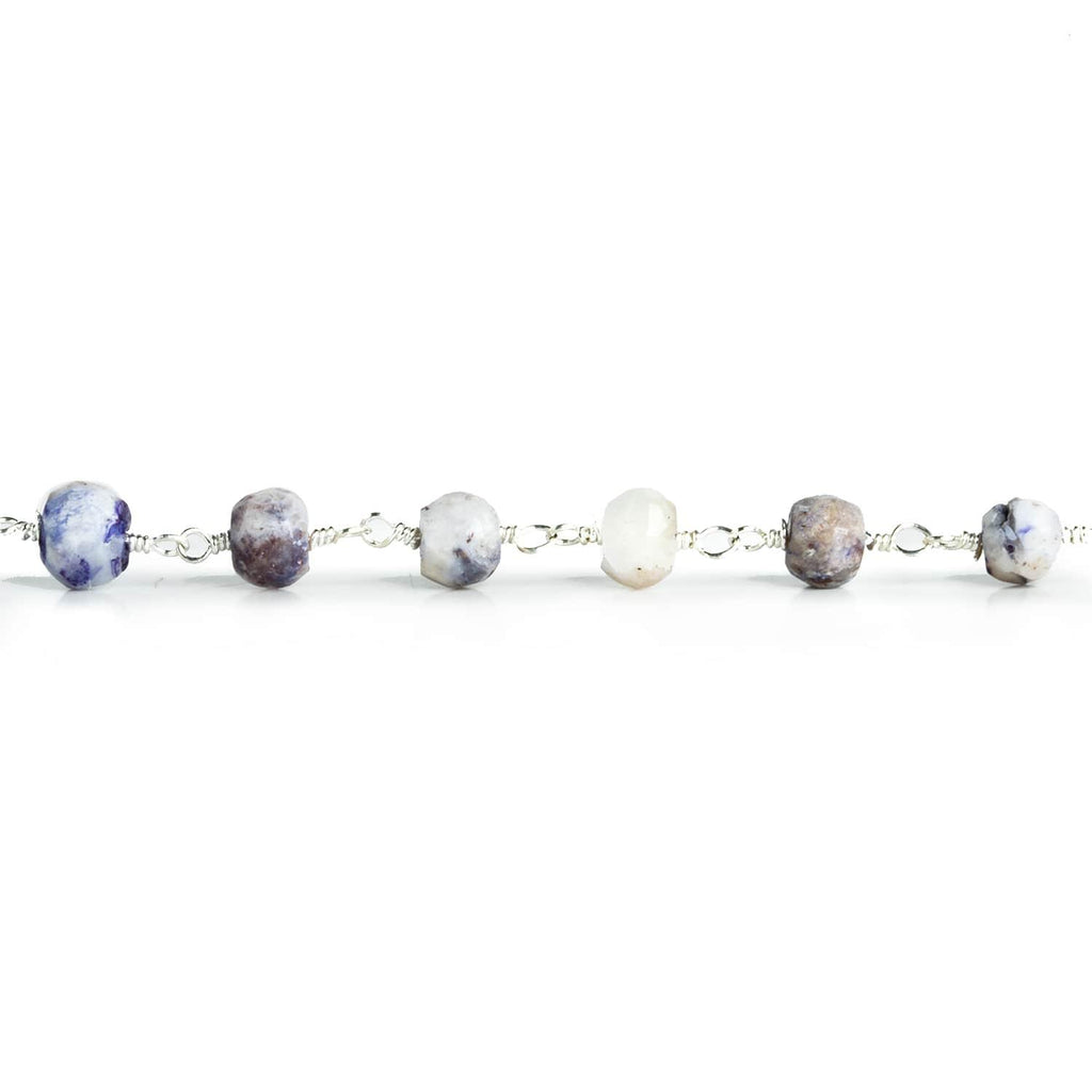 Purple Opal Rondelle Silver Chain 30 pieces - The Bead Traders