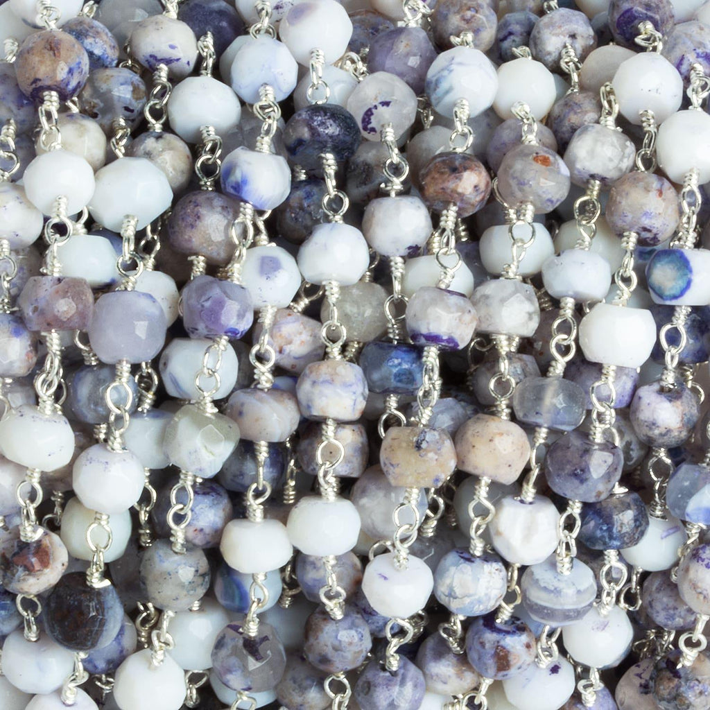 Purple Opal Rondelle Silver Chain 30 pieces - The Bead Traders