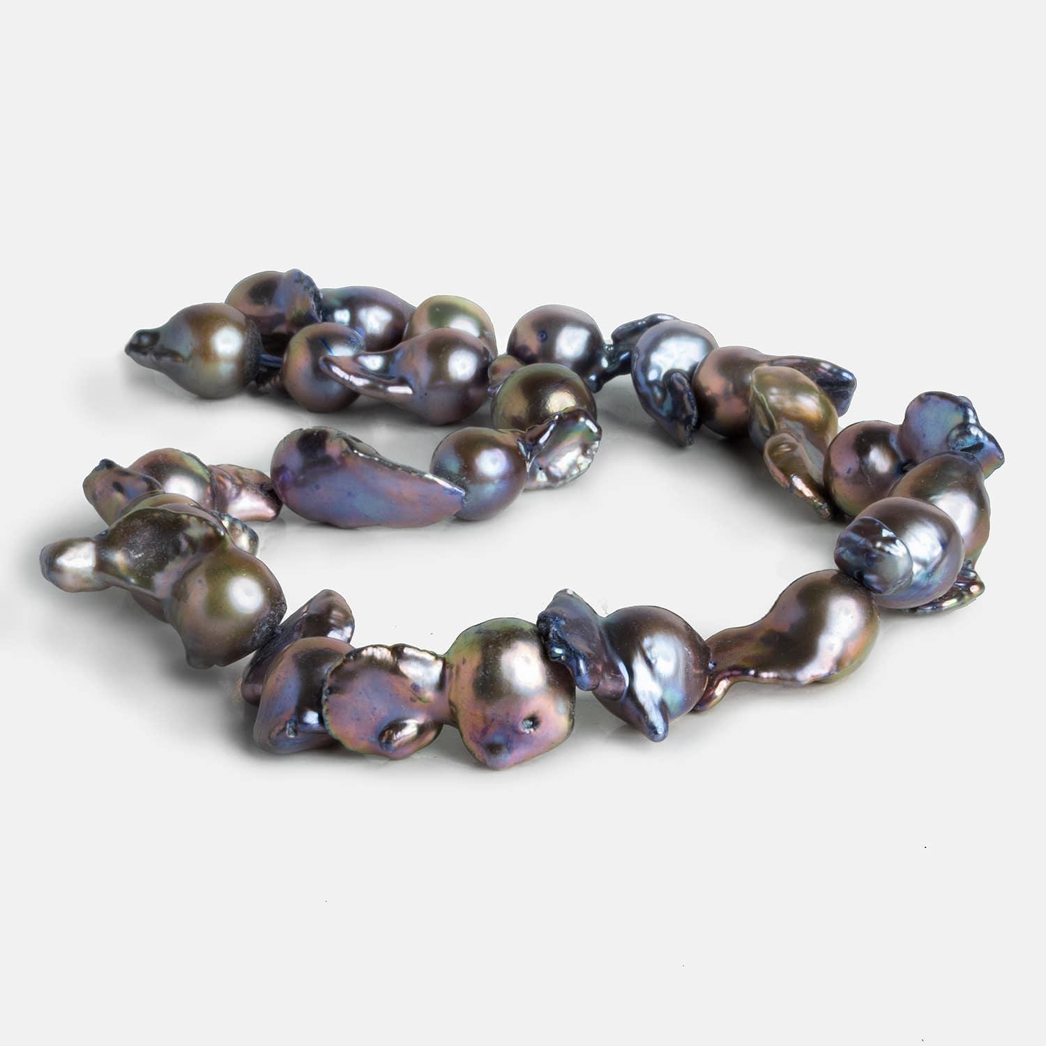 Purple Peacock Ultra Baroque Pearls 16 inch 30 pieces - The Bead Traders