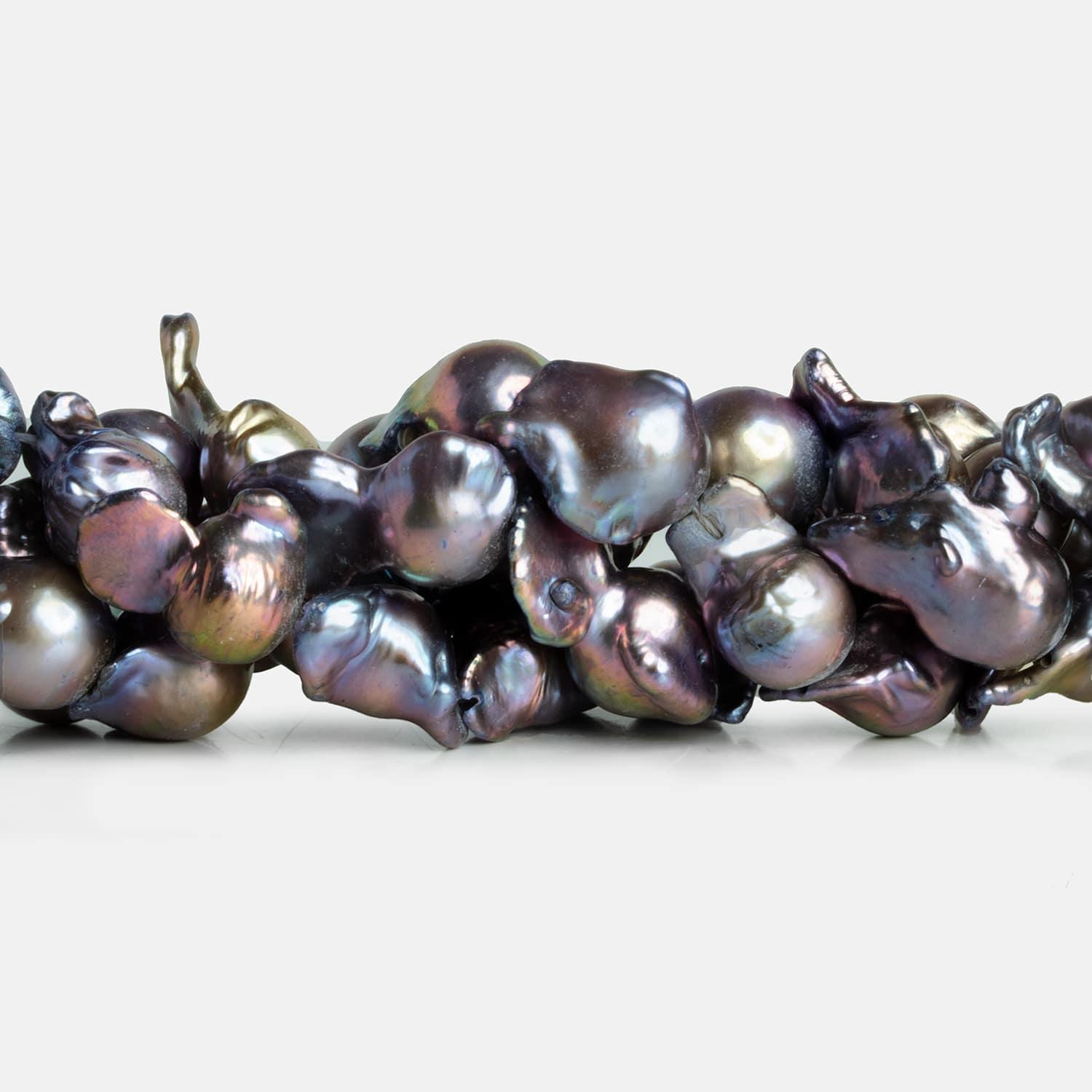 Purple Peacock Ultra Baroque Pearls 16 inch 30 pieces - The Bead Traders
