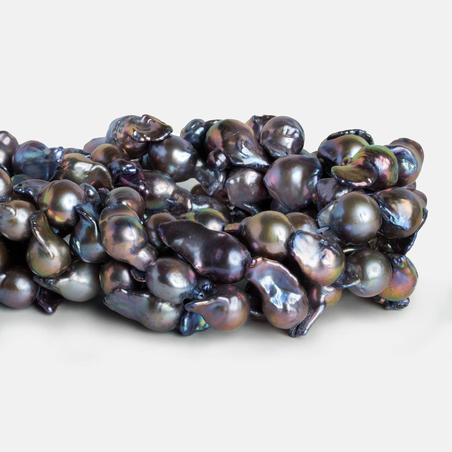 Purple Peacock Ultra Baroque Pearls 16 inch 30 pieces - The Bead Traders