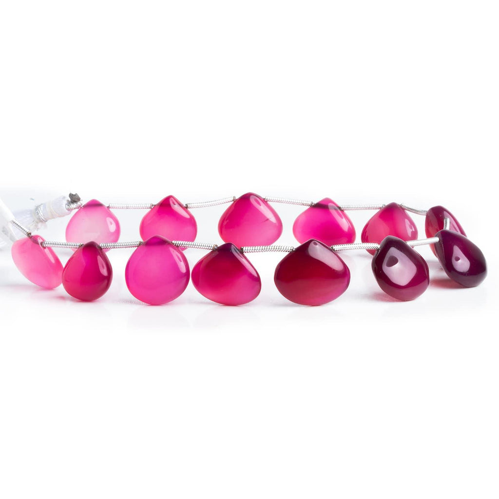 Purple Pink Chalcedony Plain Hearts 8 inch 13 beads - The Bead Traders